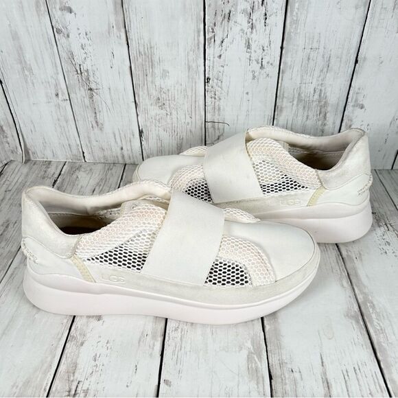 UGG Womens Libu Lite White Fashion Platform Leather Mesh Sneaker Size 9.5 - Picture 2 of 11
